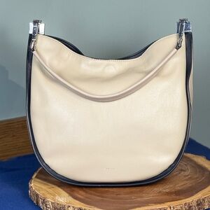 Calvin Klein Cream & Black Hobo Shoulder Bag - Premium Vegan Leather